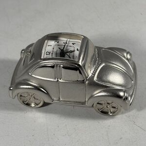 Vintage Mini VW Bug Miniature Clock Volkswagen New‎ Battery Silver Quartex